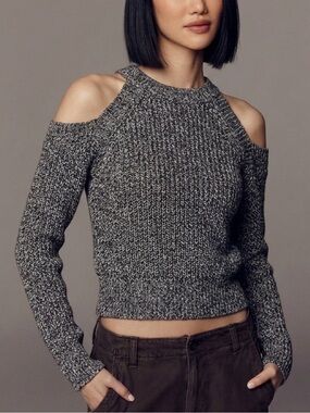 Rag & Bone Shaker Knit Sweater Womens Size XS Black & White Cold Shoulder Crew